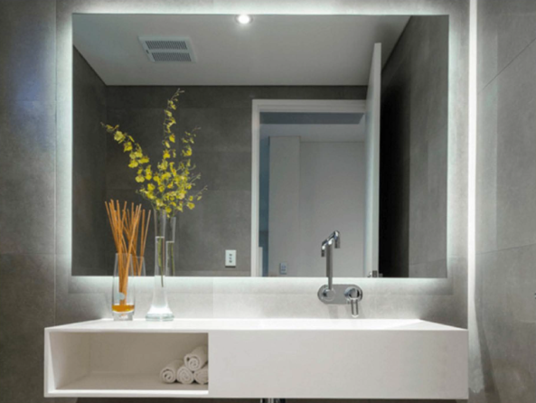 Large backlit bathroom mirror